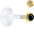 BodyCandy 16G 1/4 Solid 14K Yellow Gold 2mm Genuine Onyx Bioplast Tragus Earring Stud — main product shot