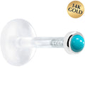 BodyCandy 16G 1/4 Solid 14K White Gold 2mm Genuine Turquoise Bioplast Tragus Earring Stud — main product shot