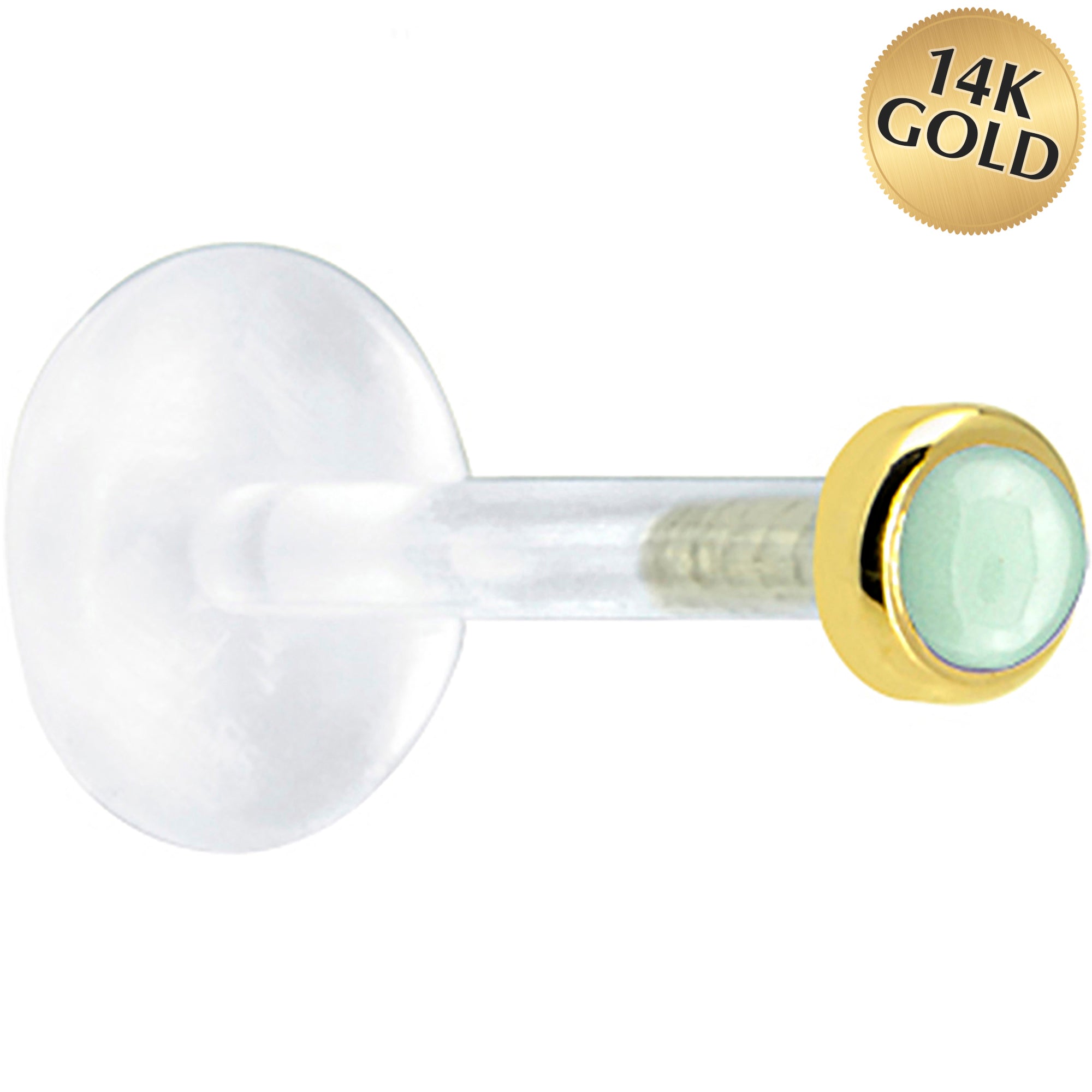 BodyCandy 16G 1/4 Solid 14K Yellow Gold 2mm Genuine Aventurine Quartz Bioplast Tragus Earring Stud — main product shot