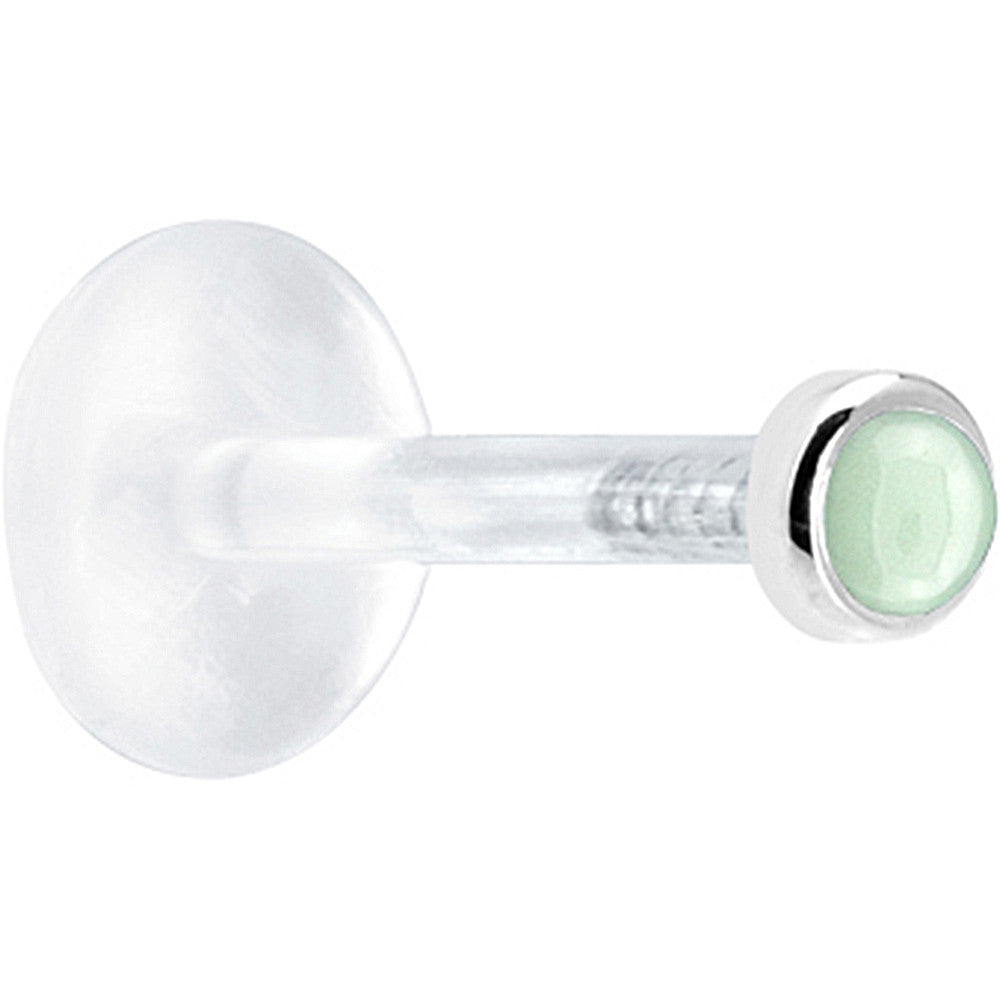 BodyCandy 16G 1/4 Solid 14K White Gold 2mm Genuine Aventurine Quartz Bioplast Tragus Earring Stud — detail close-up