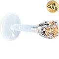 BodyCandy 16G 1/4 Solid 14K White Gold 3mm Champagne Cubic Zirconia Bioplast Tragus Earring Stud — main product shot