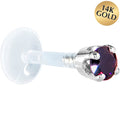 BodyCandy 16G 1/4 Solid 14K White Gold 3mm Amethyst Cubic Zirconia Bioplast Tragus Earring Stud — main product shot