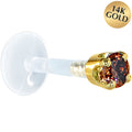 BodyCandy 16G 1/4 Solid 14K Yellow Gold 3mm Brown Cubic Zirconia Bioplast Tragus Earring Stud — main product shot