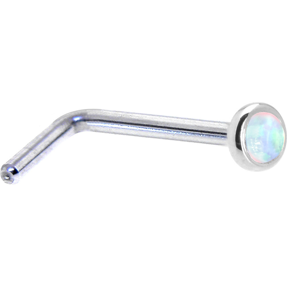 BodyCandy Solid 14K White Gold 2mm Synthetic Opal Nose Ring — lifestyle context