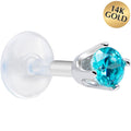 BodyCandy 16G 1/4 Solid 14K White Gold 3mm Mint Green Cubic Zirconia Bioplast Tragus Earring Stud — main product shot
