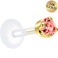 BodyCandy 16G 1/4 Solid 14K Yellow Gold 3mm Salmon Cubic Zirconia Bioplast Tragus Earring Stud — main product shot