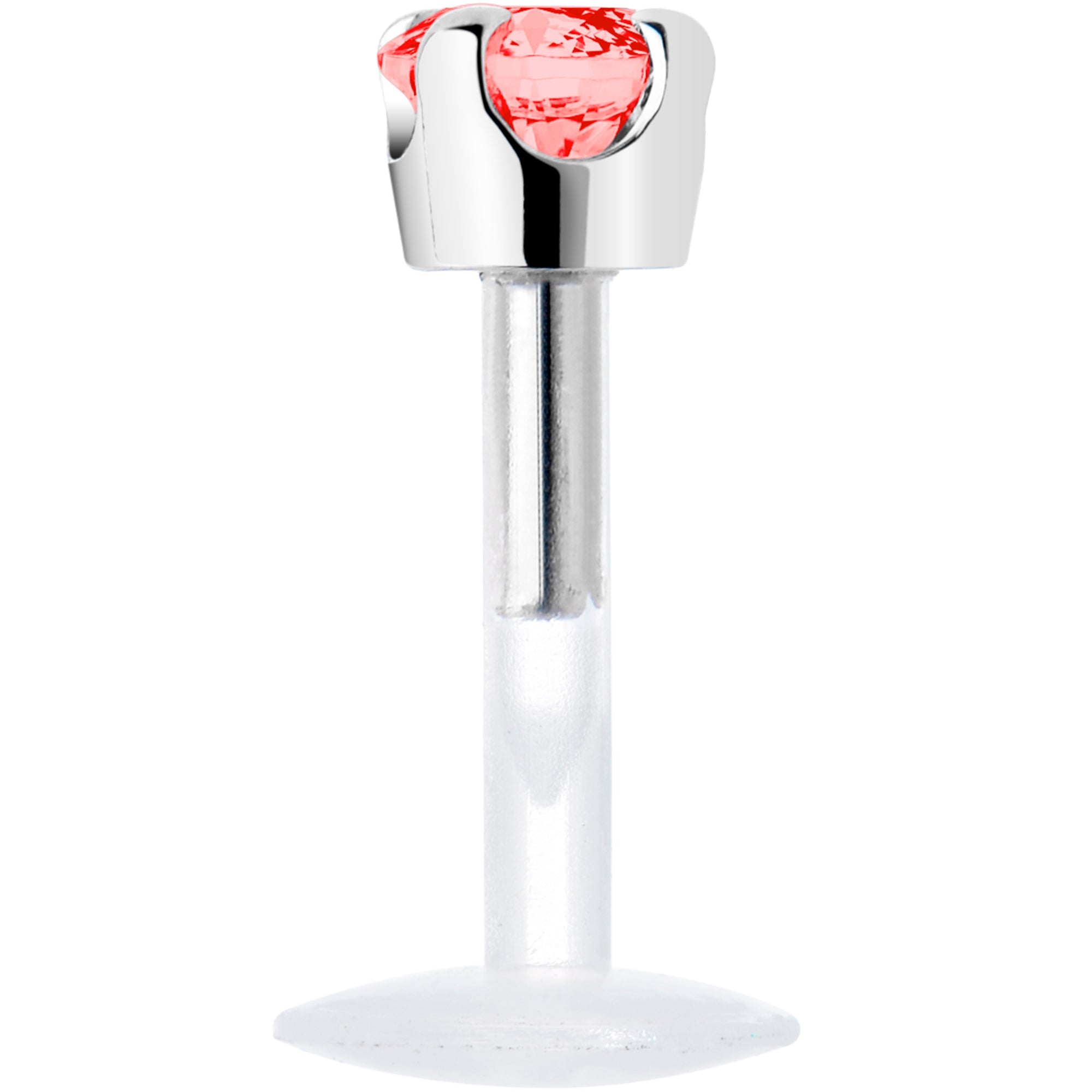 BodyCandy 16G 1/4 Solid 14K White Gold 3mm Salmon Cubic Zirconia Bioplast Tragus Earring Stud — lifestyle context