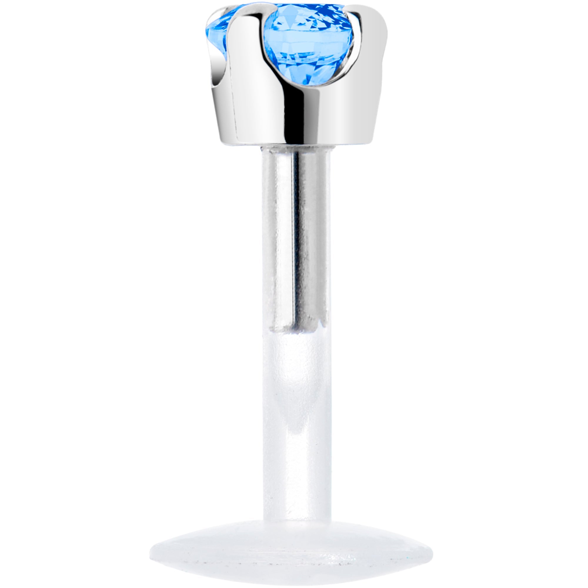 BodyCandy 16G 1/4 Solid 14K White Gold 3mm Plexi Blue Cubic Zirconia Bioplast Tragus Earring Stud — lifestyle context