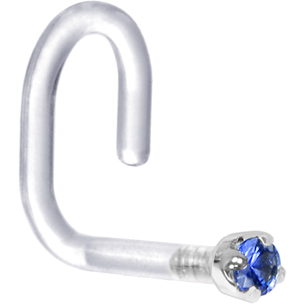 BodyCandy 18G 1/4 White Gold 1.5mm Genuine Blue Sapphire Bioplast Nose Ring — lifestyle context