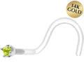 BodyCandy 18G 1/4 White Gold 1.5mm Genuine Peridot Bioplast Nose Ring — main product shot