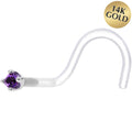 BodyCandy 18G 1/4 White Gold 1.5mm Genuine Amethyst Bioplast Nose Ring — main product shot