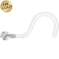 BodyCandy 18G 1/4 White Gold 1.5mm Clear Cubic Zirconia Bioplast Nose Ring — main product shot