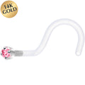 BodyCandy 18G 1/4 White Gold 1.5mm Pink Cubic Zirconia Bioplast Nose Ring — main product shot