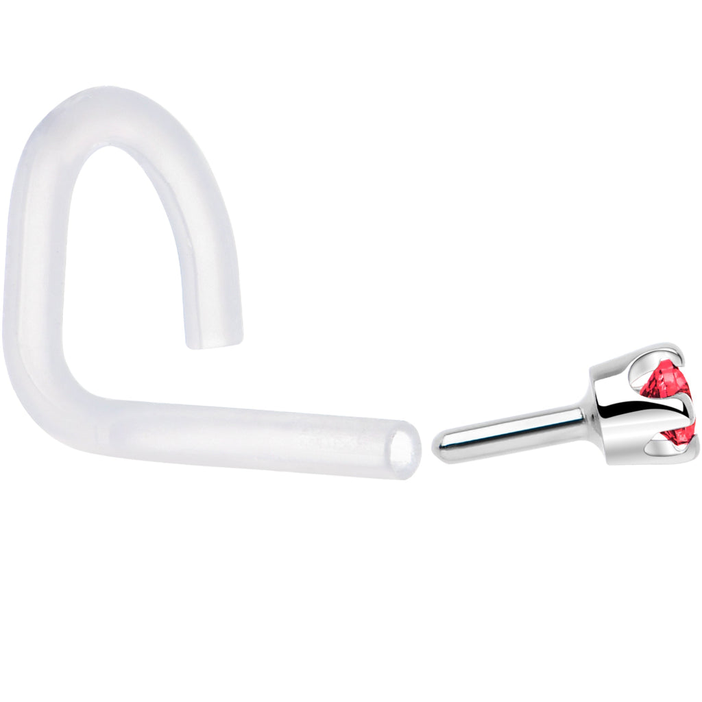BodyCandy 18G 1/4 White Gold 1.5mm Red Cubic Zirconia Bioplast Nose Ring — lifestyle context