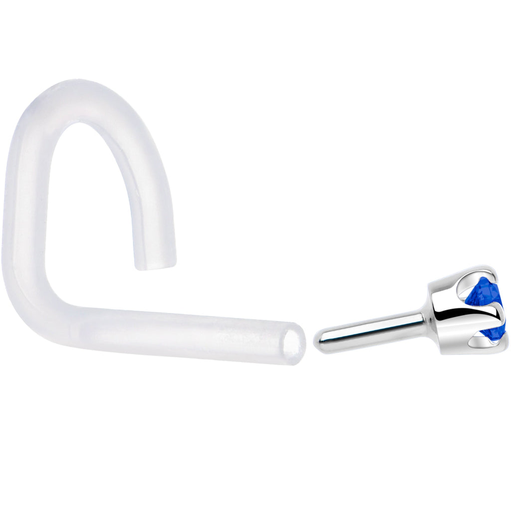 BodyCandy 18G 1/4 White Gold 1.5mm Blue Cubic Zirconia Bioplast Nose Ring — lifestyle context