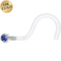 BodyCandy 18G 1/4 White Gold 1.5mm Blue Cubic Zirconia Bioplast Nose Ring — main product shot