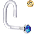 BodyCandy 18G 1/4 White Gold 2mm Dark Blue Synthetic Opal Bioplast Nose Ring — main product shot