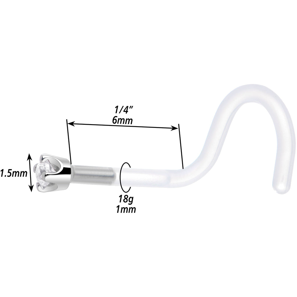 BodyCandy 18G 1/4 White Gold 1.5mm Genuine Diamond Bioplast Nose Ring — alternative angle