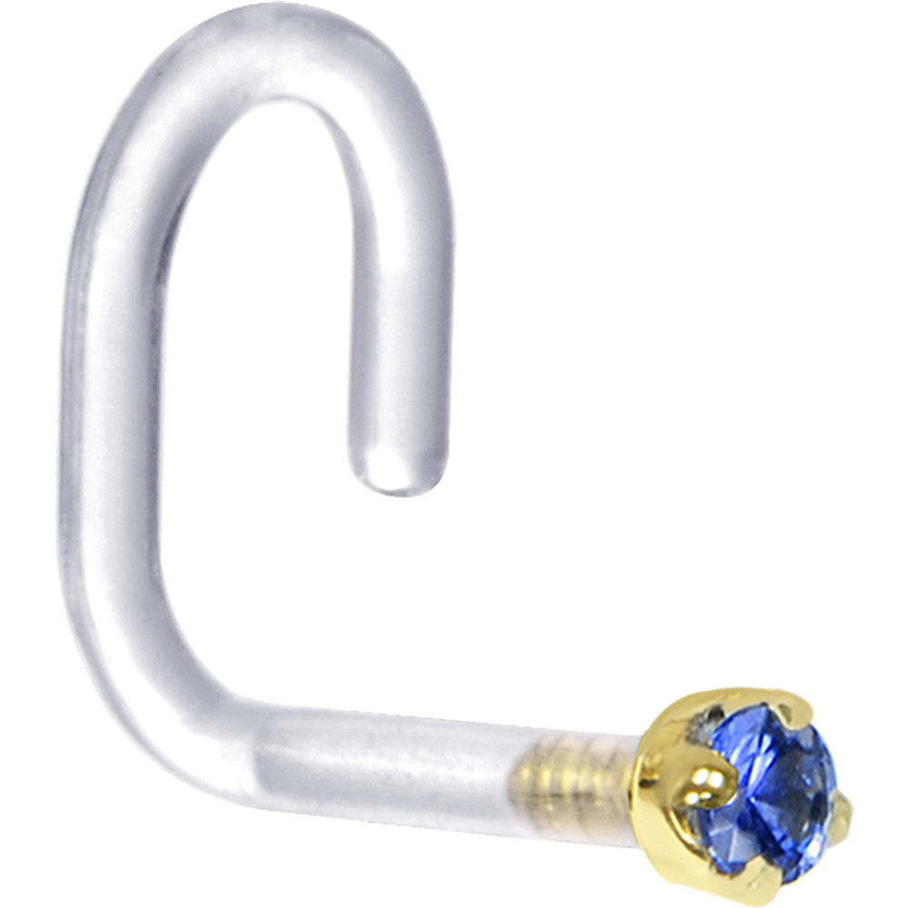 BodyCandy 18G 1/4 Yellow Gold 1.5mm Genuine Blue Sapphire Bioplast Nose Ring — lifestyle context