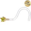 BodyCandy 18G 1/4 Yellow Gold 1.5mm Genuine Peridot Bioplast Nose Ring — main product shot
