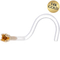 BodyCandy 18G 1/4 Yellow Gold 1.5mm Genuine Citrine Bioplast Nose Ring — main product shot