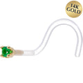 BodyCandy 18G 1/4 Yellow Gold 1.5mm Genuine Emerald Bioplast Nose Ring — main product shot