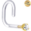 BodyCandy 18G 1/4 Yellow Gold 1.5mm Clear Cubic Zirconia Bioplast Nose Ring — main product shot