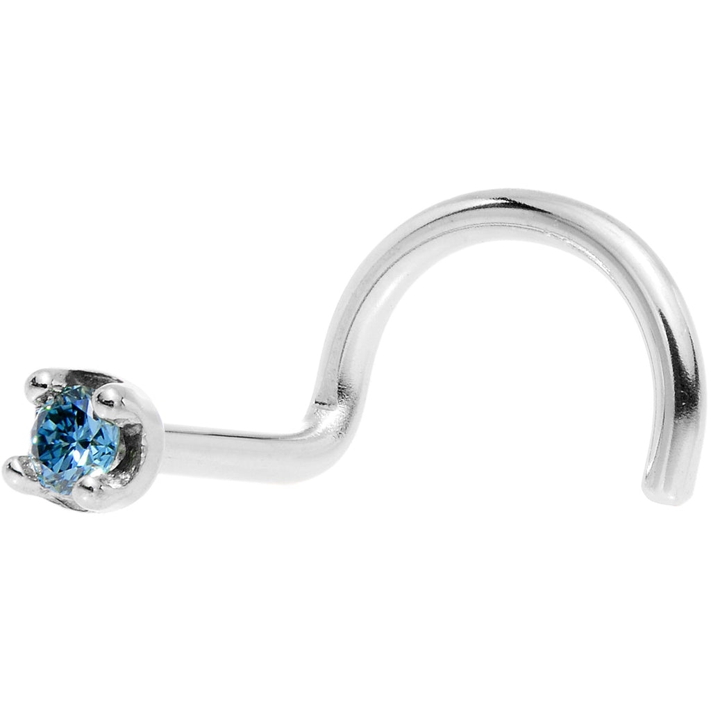 BodyCandy Solid 18K White Gold 1.5mm Genuine Blue Diamond Nose Ring — size reference