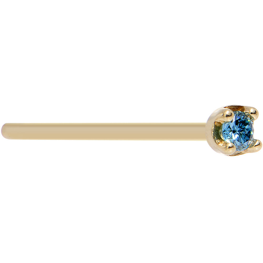 BodyCandy Solid 18K Yellow Gold 1.5mm Genuine Blue Diamond Nose Ring — in-use photo