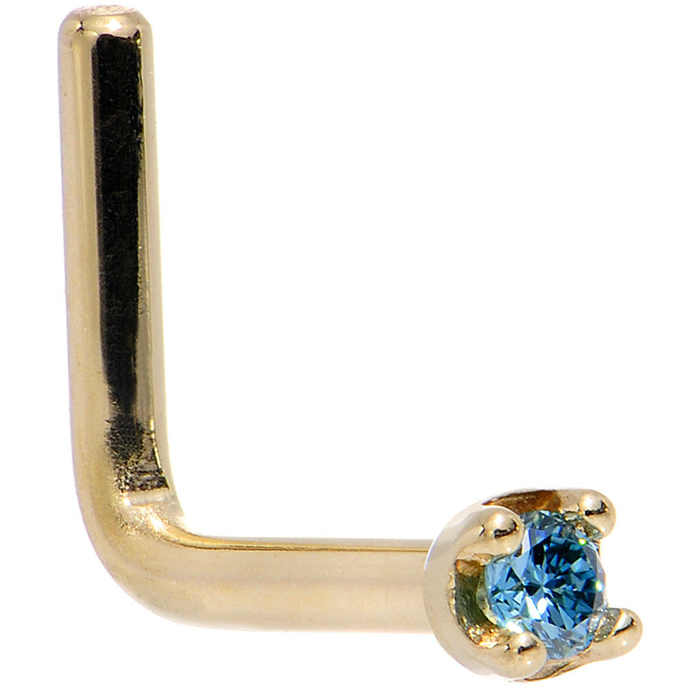 BodyCandy Solid 18K Yellow Gold 1.5mm Genuine Blue Diamond Nose Ring — back view