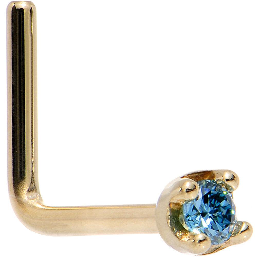 BodyCandy Solid 18K Yellow Gold 1.5mm Genuine Blue Diamond Nose Ring — color detail