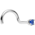 BodyCandy Solid 14K White Gold 1.5mm Genuine Blue Sapphire Nose Stud Ring — detail close-up