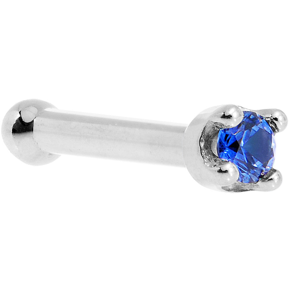 BodyCandy Solid 18K White Gold 1.5mm Genuine Blue Sapphire Nose Ring — back view