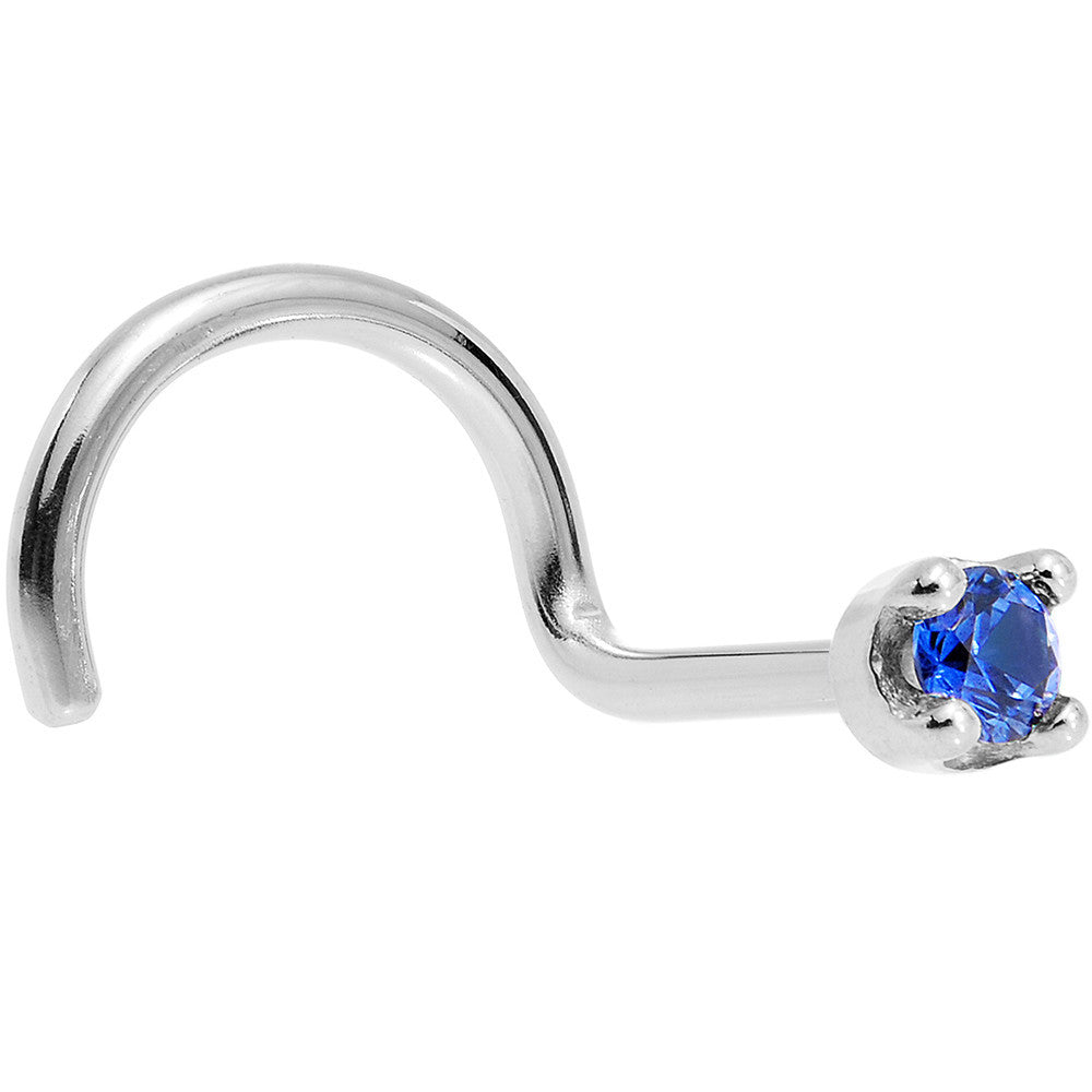 BodyCandy Solid 18K White Gold 1.5mm Genuine Blue Sapphire Nose Ring — in-use photo