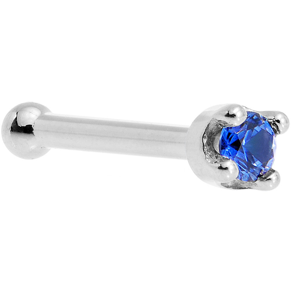 BodyCandy Solid 18K White Gold 1.5mm Genuine Blue Sapphire Nose Ring — color detail