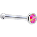 BodyCandy Solid 14K White Gold 2mm Brilliant Pink Synthetic Opal Nose Ring — side view
