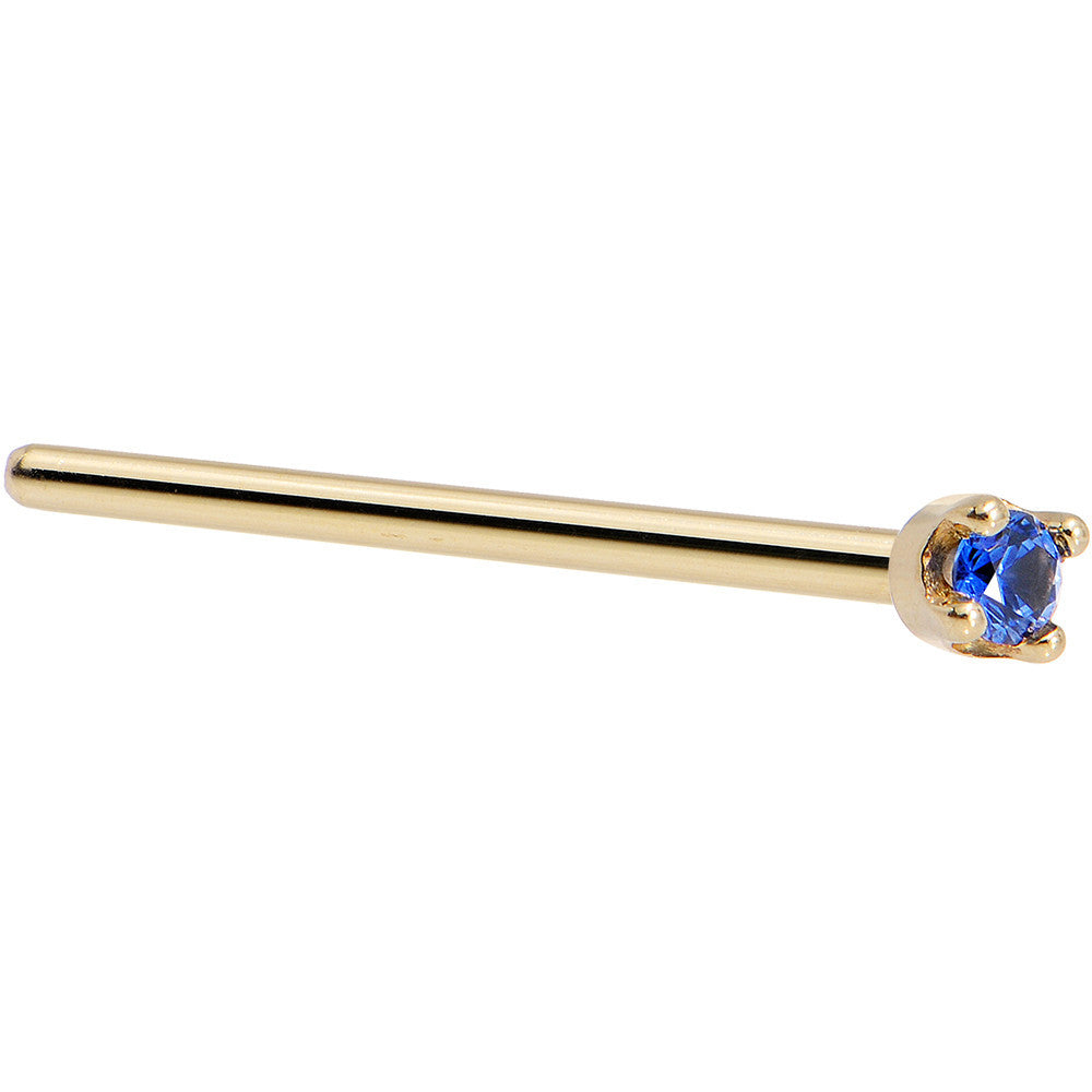 BodyCandy Solid 18K Yellow Gold 1.5mm Genuine Blue Sapphire Nose Ring — alternative angle