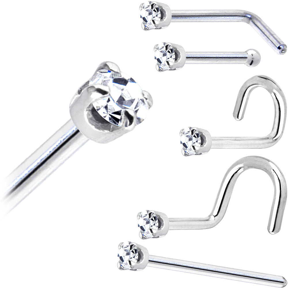 BodyCandy Solid 18K White Gold 1.5mm Genuine Diamond Nose Ring — main product shot