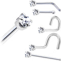 BodyCandy Solid 18K White Gold 1.5mm Genuine Diamond Nose Ring — main product shot