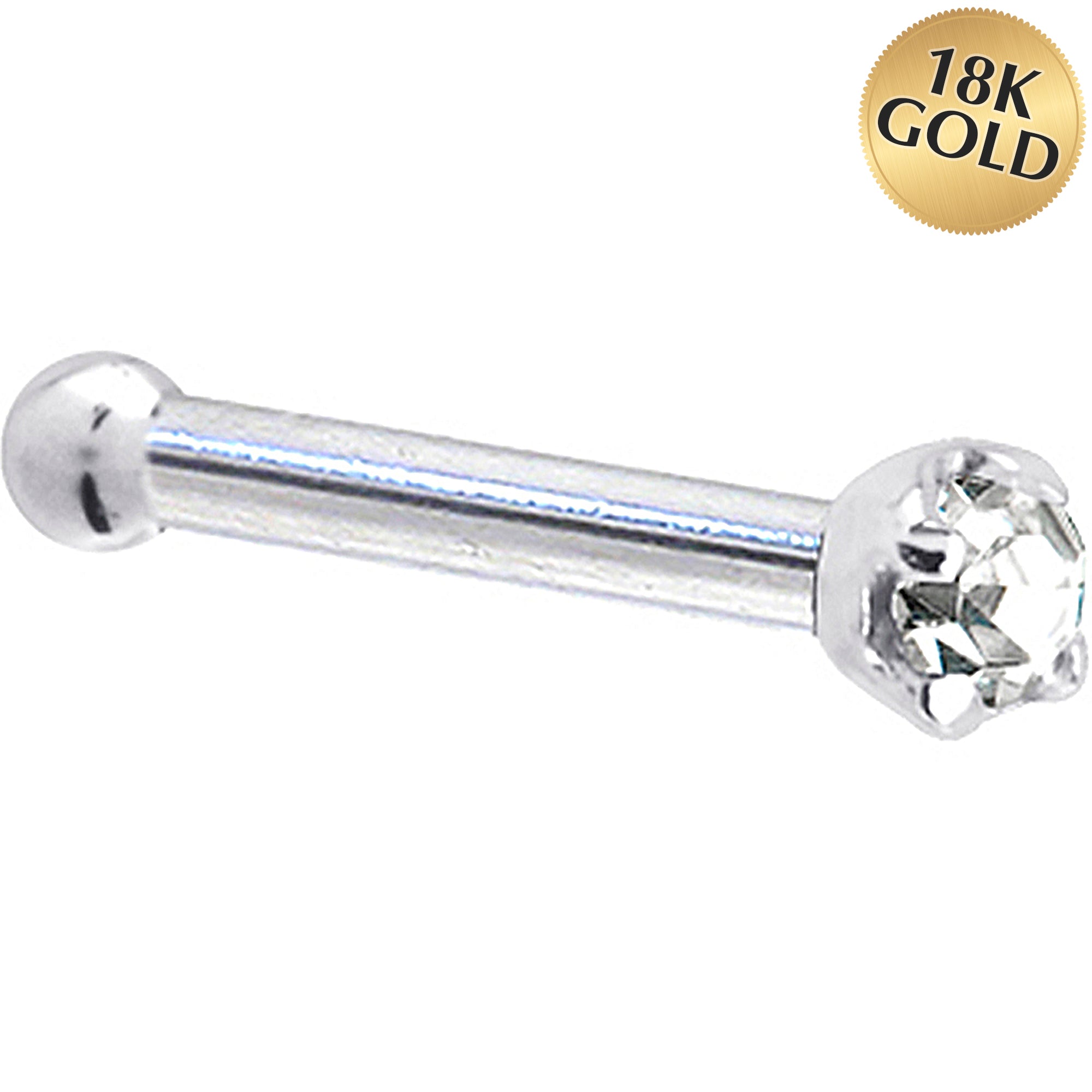 BodyCandy Solid 18K White Gold 1.5mm Genuine Diamond Nose Ring — side view