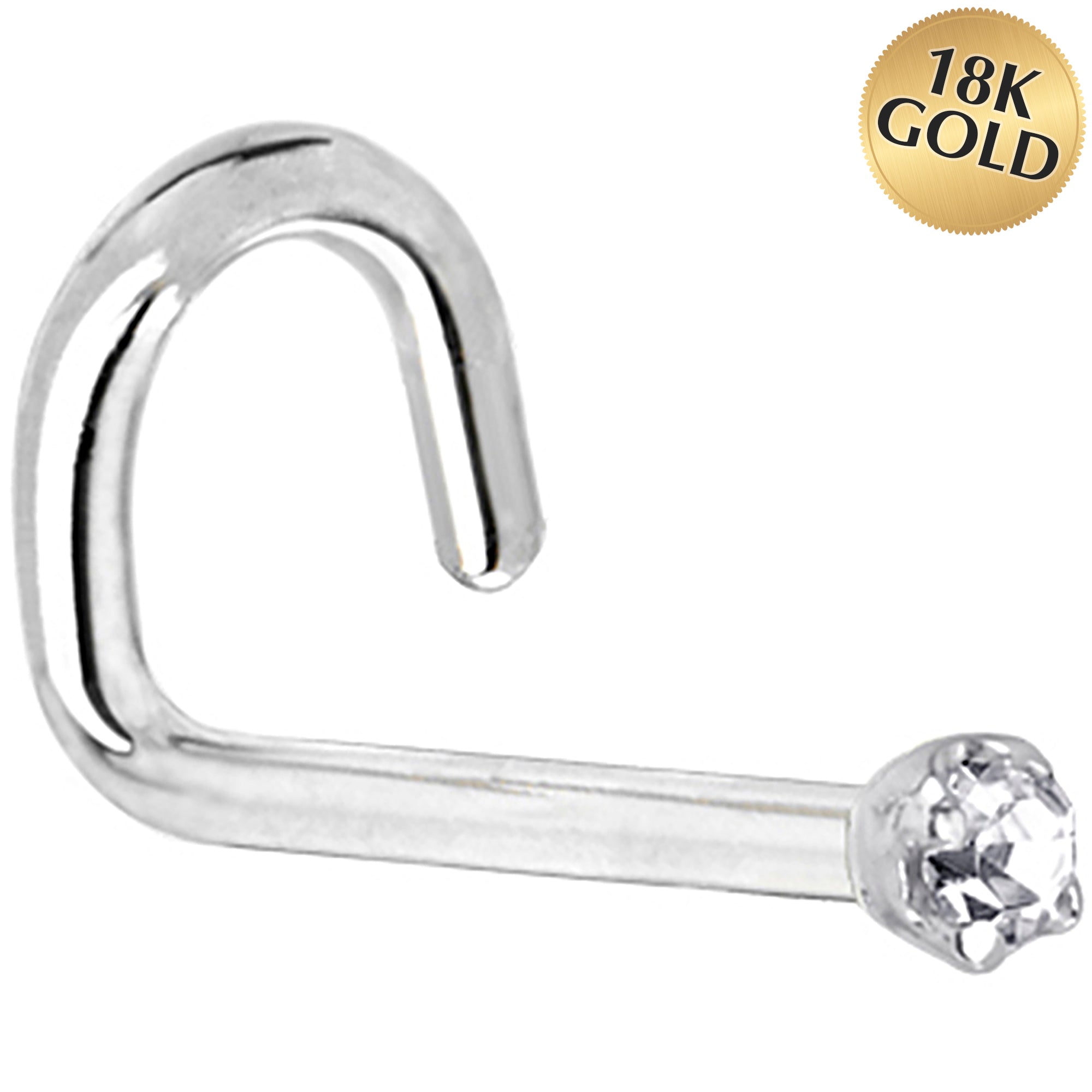 BodyCandy Solid 18K White Gold 1.5mm Genuine Diamond Nose Ring — back view