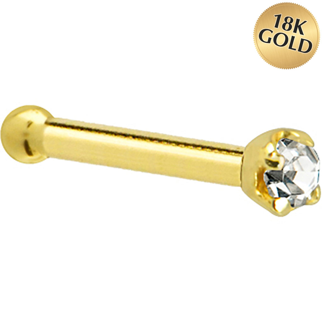 BodyCandy Solid 18K Yellow Gold 1.5mm Genuine Diamond Nose Ring — side view