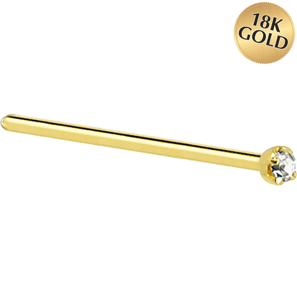 BodyCandy Solid 18K Yellow Gold 1.5mm Genuine Diamond Nose Ring — alternative angle