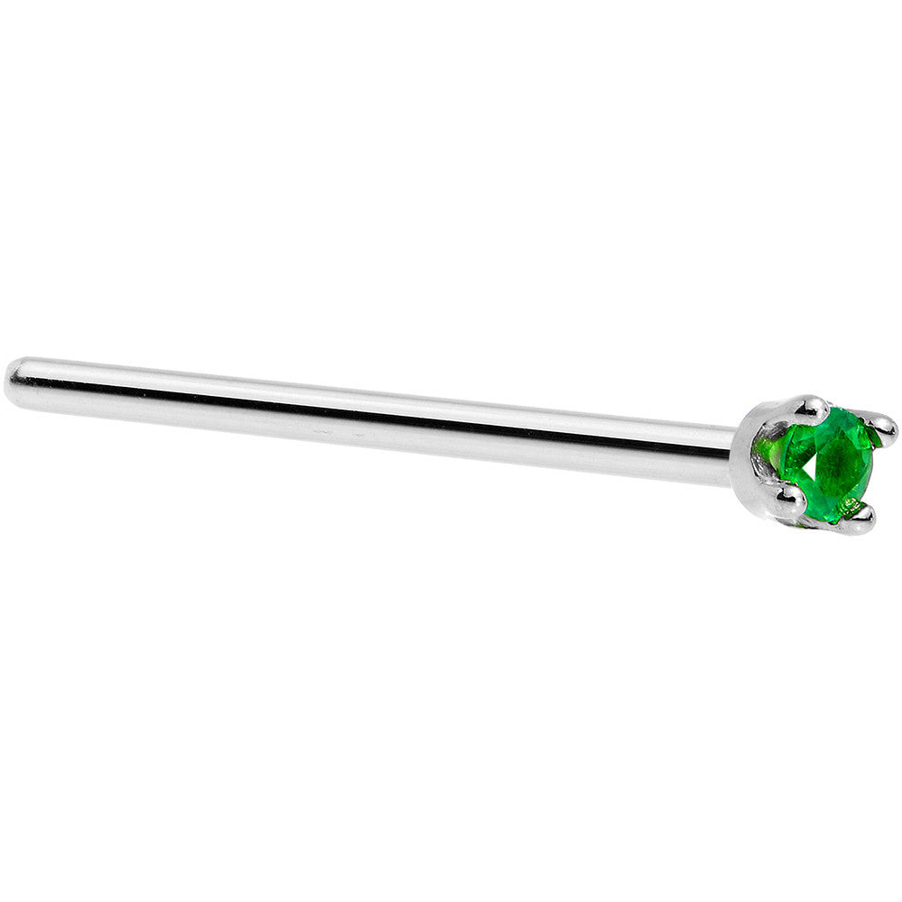 BodyCandy Solid 14K White Gold 1.5mm Genuine Emerald Nose Ring — alternative angle