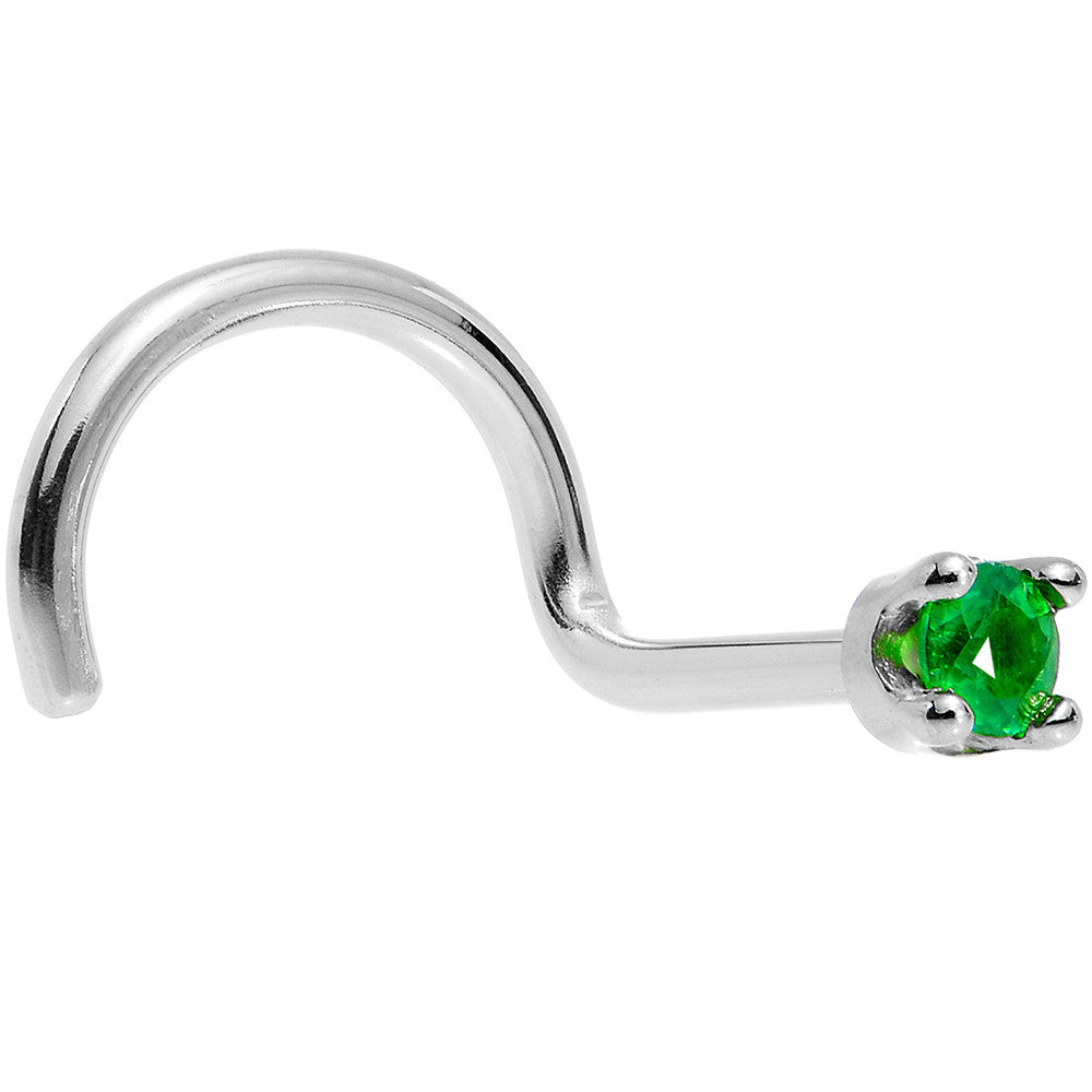 BodyCandy Solid 18K White Gold 1.5mm Genuine Emerald Nose Ring — in-use photo