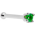 BodyCandy Solid 18K White Gold 1.5mm Genuine Emerald Nose Ring — color detail