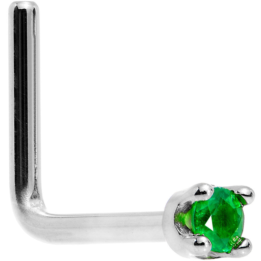 BodyCandy Solid 18K White Gold 1.5mm Genuine Emerald Nose Ring — packaging