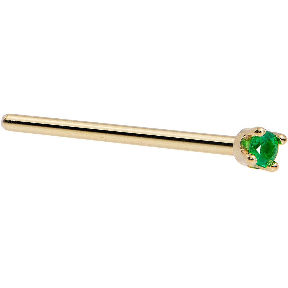 BodyCandy Solid 18K Yellow Gold 1.5mm Genuine Emerald Nose Ring — alternative angle