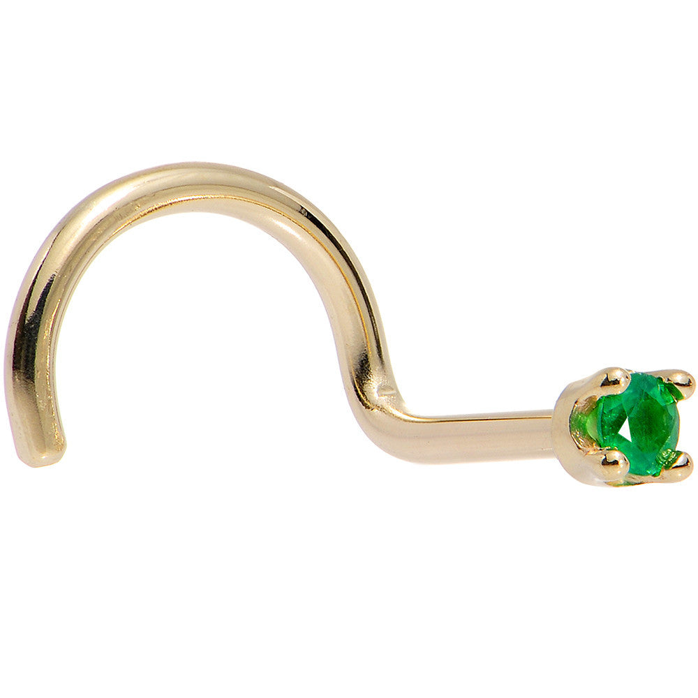 BodyCandy Solid 18K Yellow Gold 1.5mm Genuine Emerald Nose Ring — in-use photo