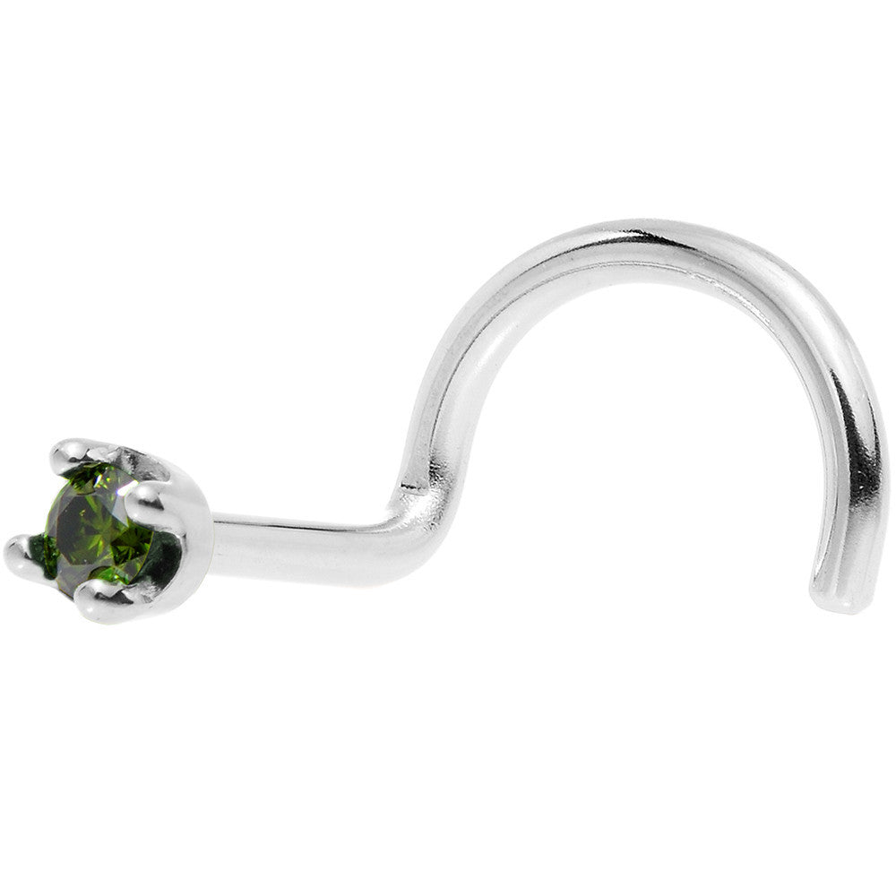BodyCandy Solid 18K White Gold 1.5mm Genuine Green Diamond Nose Ring — size reference